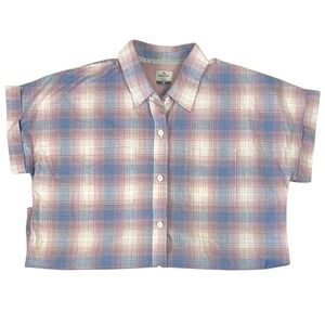 Ridgecut Toughwear Oversized Pink Plaid Short Sleeve Button Down Shirt‎ Size M